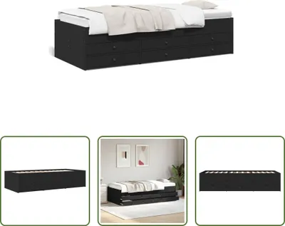 Produktbild von The Living Store Tagesbett mit Schubladen Schwarz 75x190 cm Holzwerkstoff