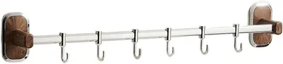 Immagine prodotto di Barra di ganci da cucina in acciaio inossidabile 201, da montare a parete, con finitura effetto noce, 30 cm (50 cm con 6 ganci)