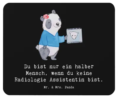 Produktbild von Mr. & Mrs. Panda Mousepad Radiologie Assistentin Herz - Schwarz - Geschenk, pc mausunterlage, Mauspad, computer, mousematte, Mouse Pad