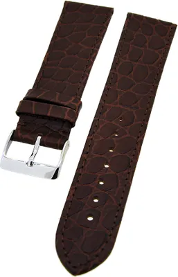 Produktbild von Uhrenarmband Kalbleder Dunkelbraun 22mm Kroko-Struktur Dornschließe