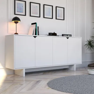 Produktbild von Skye Decor, Moderner Konsolentisch in Weiß, 180 x 80,6 x 40 cm | 100% melaminbeschichtete Spanplatte | Mit zahlreichen Regalen, wandmontierbar | Elegantes Design für Ihr Zuhause.