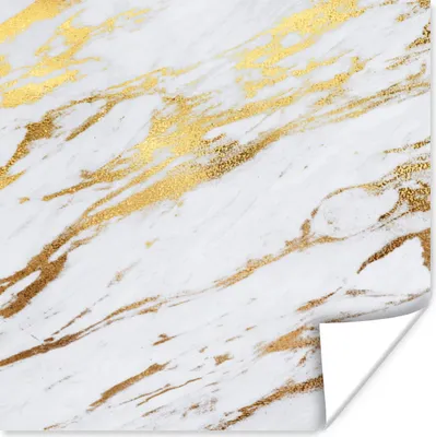 Produktbild von MuchoWow® Poster Marmor - Weiß - Gold 50x50 cm - Wohnzimmerdekoration