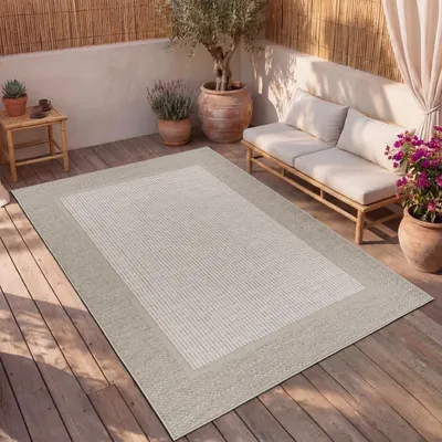 Produktbild von Outdoor Teppich Flachgewebe modern Boho Ethno wetterfest Außenbereich Grösse 80x250 cm