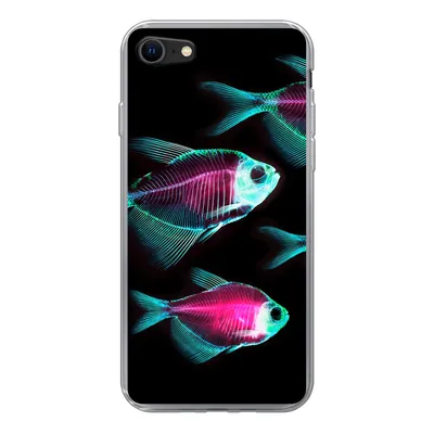 Produktbild von MuchoWow® Handyhülle Schutzhülle Hülle für iPhone SE 2022 Fisch - Lila - Blau Silikon Softcase Handy Hülle - Schutzhülle
