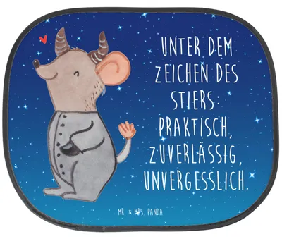 Produktbild von Mr. & Mrs. Panda Hitzeschutz Auto Stier Astrologie - Sternenhimmel Blau - Geschenk, Sternzeichen, Sonnenschutz, Geburtstagsgeschenk, Sonnenblende, Fürs, Seitlicher