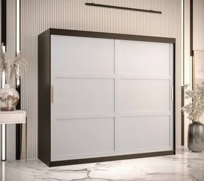 Produktbild von Kleiderschrank RAISA 1 – Breite 200 cm, schwarz / weiß
