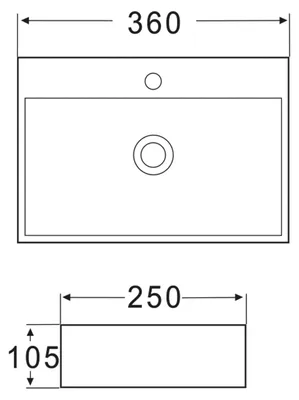 Produktbild von Paris Waschbecken 36x25cm aus feinster Keramik für Wandmontage oder als Aufsatzwaschbecken mit Hahnloch