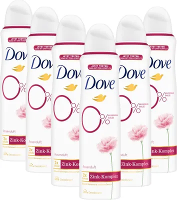 Immagine prodotto di Dove Deodorant Spray Profumo di Rosa Deodorante con complesso di zinco nutriente e 0% sali di alluminio 150 ml 6 pezzi