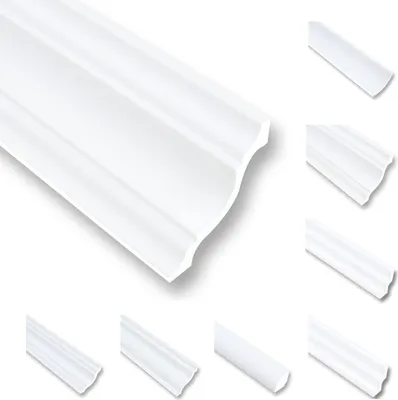 Produktbild von 100 Meter Deckenleisten Styropor XPS Stuckleisten Abschlussleiste Decke Weiss 80 x 80 mm Zierprofile Styroporleisten Deckenleisten Zierleisten Sparpaket NK80
