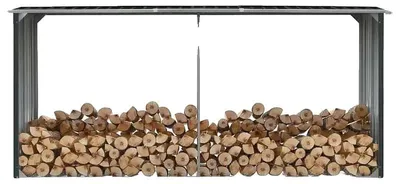 Imagen del producto de Almacén de madera, acero galvanizado de alta resistencia, estantería exterior para leña, color antracita