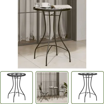 Zdjęcie produktu dla The Living Store Stolik bistro Mosaic czarno-biały Ø50x70 cm ceramiczny