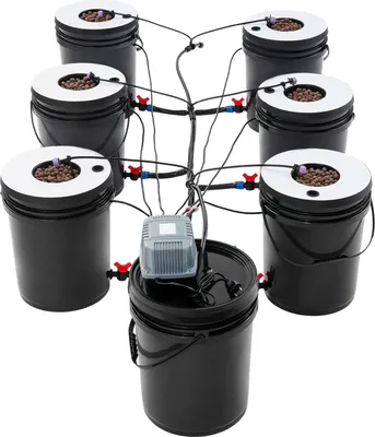 Obrázek produktu pro Hydroponický pěstební systém - sada - 7 dílů - 20 l kbelík na rostliny - pěstování bez půdy - se vzduchovým čerpadlem - černý