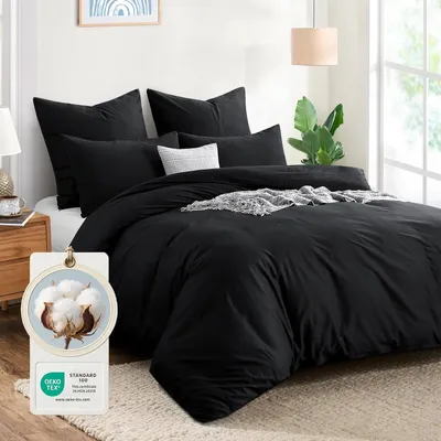 Obrázek produktu pro Sada povlaků na peřinu 80x80 cm - 3 kusy - bavlna - se zapínáním na zip - černá