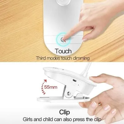 Immagine prodotto di Lampada da lettura - Alimentata a batteria - Si aggancia al letto - 1 pezzo - Nero - Plastica