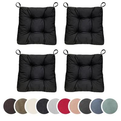 Image de Lot de 4 coussins de siège de 40 x 38 cm, pour intérieur et extérieur, noire, sleepling