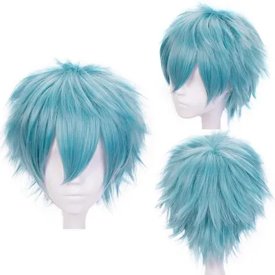 Produktbild von Perücke Kurz Bob Blau Hellblau Kunstfaser Cosplay Kostüm Uni 15cm