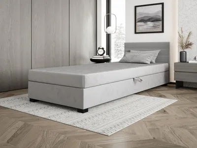 Obrázek produktu pro Čalouněná postel 80x195 KASANDRA 2 s úložným prostorem - světle šedá