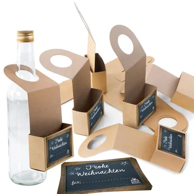 Produktbild von Logbuch-Verlag 10 Frohe Weihnachten Geschenkanhänger zum Befüllen für Flaschen - Weinflaschen Verpackung weihnachtlich