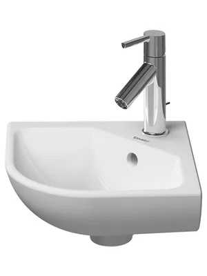 Produktbild von Eck-Handwaschbecken ME by Starck m ÜL m HLB 435x380mm 1 Hahnloch weiß weiß