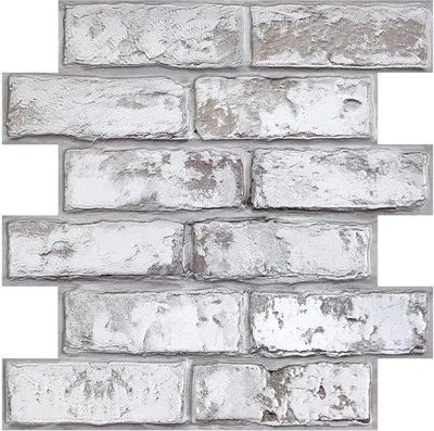 Image de Panneaux muraux 3D en PVC autocollants effet pierre, lot de 10, décoration murale d'intérieur, résistants à l'eau, 30 x 30 cm