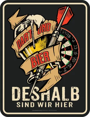 Produktbild von Gestanztes Blechschild mit Bier- und Darts-Motiv, 17x22 cm, mit 4 Löchern