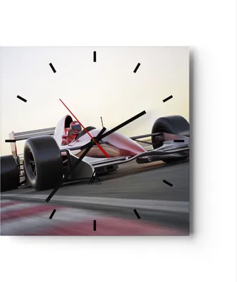 Produktbild von Wanduhr - Quadrat - Glasuhr - Formel 1 Rennen Strecke Geschwindigkeit - 40x40cm - Schleichendes Uhrwerk - Lautlos - zum Aufhängen bereit - Dekoration Modern - Wanddekoration aus Glas - C3AC40x40-2423