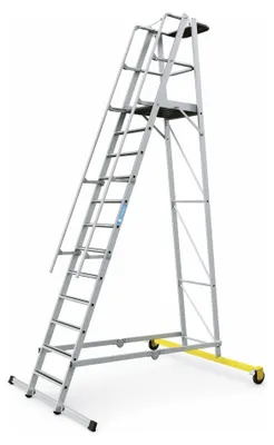 Produktbild von Zarges fahrbare Podestleiter ZAP Safemaster Plus S klappbar 12 Stufen