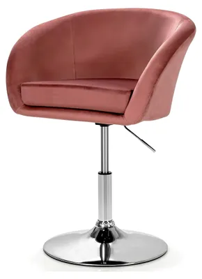 Produktbild von Höhenverstellbarer Barhocker aus Samt, Gepolsterter Drehstuhl 360° drehbar, Ergonomischer Drehhocker mit Lehne, Akzentstuhl für das Esszimmer (Rosa)