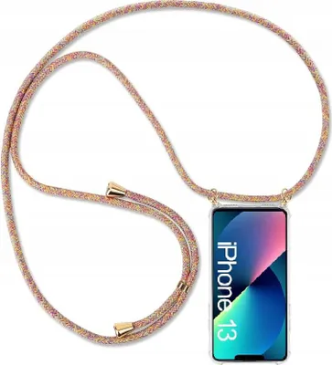 Obrázok produktu pre PRIEHĽADNÉ SILIKÓNOVÉ PUZDRO PRE IPHONE 13 S FARBNÝM LANYARDOM 80 cm