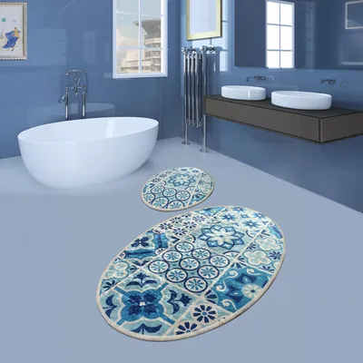 Produktbild von Bosdela Ovales 2-Teiliges Badezimmerteppich-Set, WC-Vorleger-SetCeramic