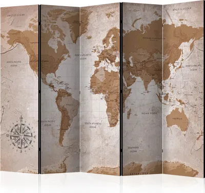 Produktbild von 5-teiliger Doppelseitiger Vlies Paravent - Oriental Travels 225x172 cm k-A-0108-z-c
