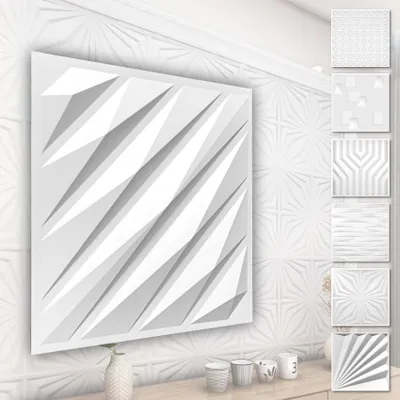 Produktbild von HEXIM 3D Wandpaneele, PVC Kunststoff weiß - Abstrakt Design Paneele 50x50cm Wandverkleidung (2QM HD136) Wandtattoo modern Iso Paneel