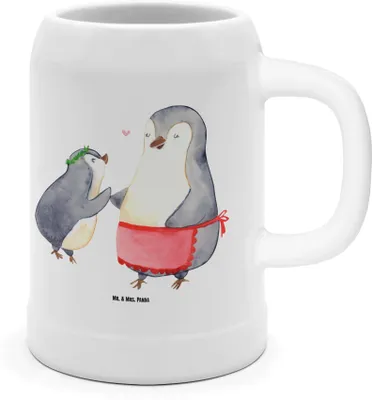 Produktbild von Mr. & Mrs. Panda Krug Pinguin mit Kind - Weiß - Geschenk, Bier Seidel, Mama, Tonkrug, Muttertag, Humpen, Tochter, Steinkrug, Bruder, Familie, Vorbild, Keramikkrug