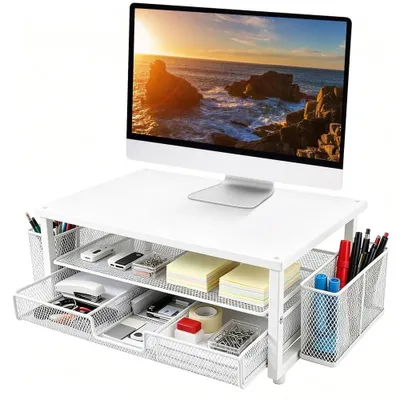 Produktbild von Omgoods – Monitorständer mit Schublade und Stifthalter, ergonomischer Schreibtischorganizer