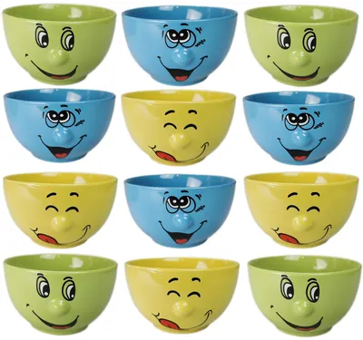 Produktbild von 12 Müsli-Schalen aus Porzellan mit lustigem Design