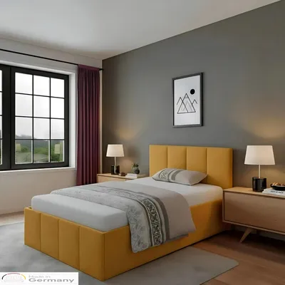 Produktbild von Polsterbett Dalas Gold 140 x 200 x 40 cm Stauraum Mit hochwertiger Matratze H2 (bis 100 kg) und Lattenrost, KI-generiertes Bild