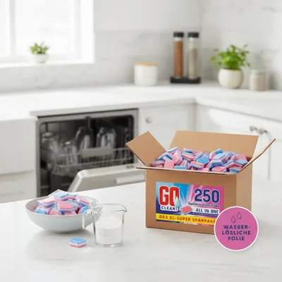 Produktbild von 5 kg ca. 250 Stück GO clean! All in One 20g Spülmaschinentabs in wasserlöslicher Folie