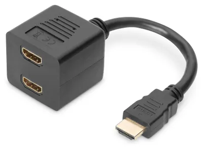 Produktbild von DIGITUS HDMI Y-Verteilerkabel, 0,2m, gold-schwarz