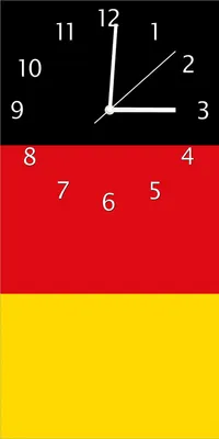 Produktbild von Wallario Design Wanduhr Deutsche Flagge aus Echtglas, Größe 30 x 60 cm