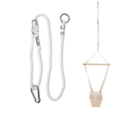 Produktbild von MAMOI® Schaukel Seil 50kg | 1 x Schaukelseil Verlängerung mit Metall Schaukelhaken Karabiner | Natürliche Seil mit Karabiner | 100% ECO |  EU