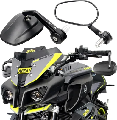 Produktbild von Area1 Premium Motorrad Lenkerendenspiegel e- CNC/Alu Motorrad Rückspiegel Set (Rechts+Links) Kompatibel mit BMW Yamaha Honda Kawasaki KSR
