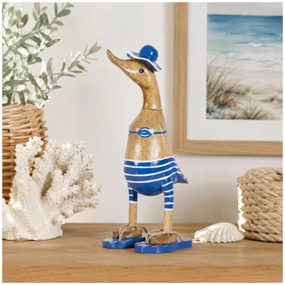 Produktbild von Dekoente Hilde Schwimmschlappe aus Holz 25 cm Maritime Dekoration Blau