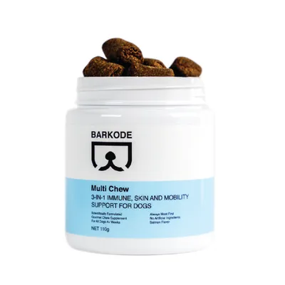 Image de Friandises pour chiens 3 en 1 pour le système immunitaire, les articulations et la peau, vitamines, chanvre, saveur saumon, 110 g - Multichew