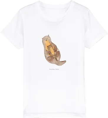 Produktbild von Mr. & Mrs. Panda Organic Kinder T-Shirt Otter Kind 3-4 Jahre (98/104) - Weiß - Geschenk, Kleinkinder, Kinder-T-Shirt, Mama, Mutter, Geburt, Familie, Kindershirt, Kurzarm