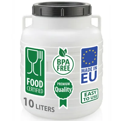 Produktbild von Weithalsfass 10 Liter Sauerkrautfass Regen Fass Gepäcktonne Camping weiß