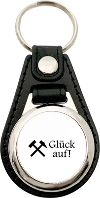 Produktbild von Huuraa Schlüsselanhänger Glück auf! Ruhrpott Metall mit Kunstleder Schlüsselring Einkaufswagenchip Geschenkidee