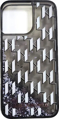 Image de Karl Lagerfeld iPhone 14 Pro Max Coque arrière - Liquid glitter - monogram gradient - Noir