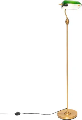 Produktbild von Klassische Notar Stehlampe Bronze mit Grünem Glas Banker