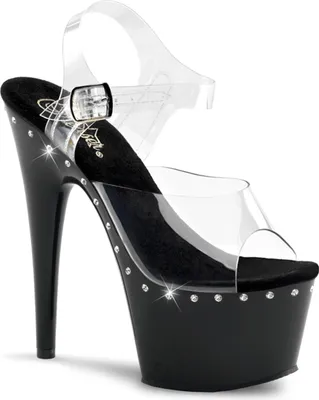 Produktbild von ADORE-708LS Damen Sandale von Pleaser, Transparent Schwarz , EU 35, US 5
