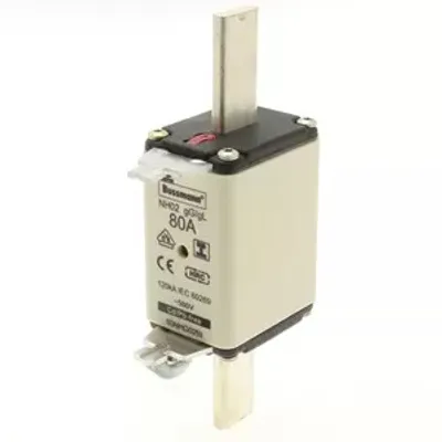 Immagine prodotto di Inserto fusibile Eaton, bassa tensione, 80 A, CA 500 V, 120 kA, NH02, gL/gG, IEC, doppio indicatore di stato, linguetta isolata 80NHG02BI